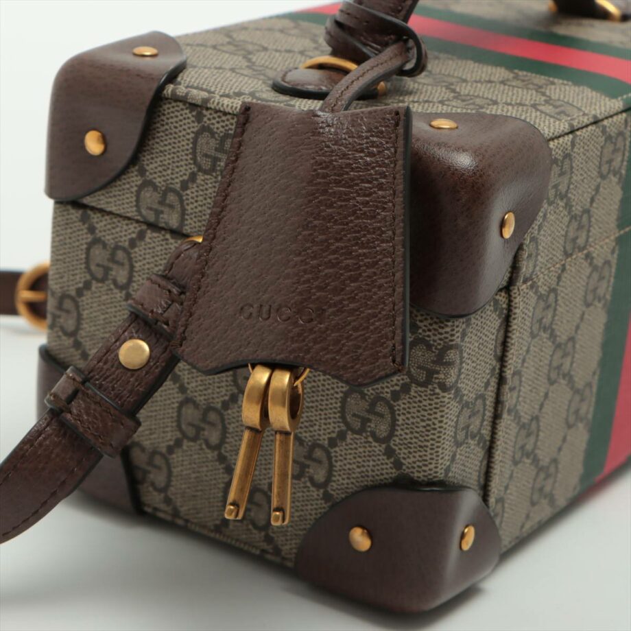 Gucci GG Supreme Savoy PVC & leather Jewelry case Beige