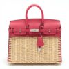 Hermes Birkin 25 picnics Swift x raffia Framboise Silver Metal fittings Z 2021 1