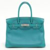 Hermes Birkin 30 Gillies Taurillon Clemence × Veau Swift Turquoise Silver Metal fittings T20151