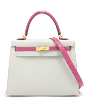 Hermes Kelly 25 Chevre myzore Rose purple x pearl gray Gold Metal fittings D: 2019