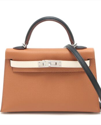 Hermès Mini Kelly II Verso Veau Epsom Gold x clay x black x blue sapphires Silver Metal fittings B: 2023 Tricolor