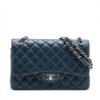 Chanel Big Matelasse Caviarskin Double flap Double chain bag Navy blue Silver Metal fittings