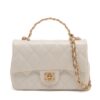 Chanel Mini Matelasse Lambskin 2way handbag White Gold Metal fittings