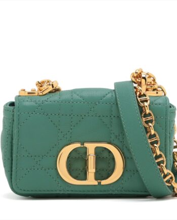 Christian Dior Cannage Caro Leather Chain shoulder bag Green