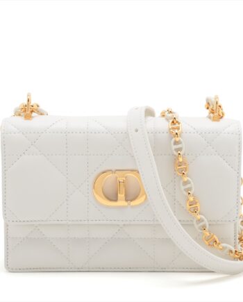 Christian Dior Cannage Caro Leather Chain shoulder bag White