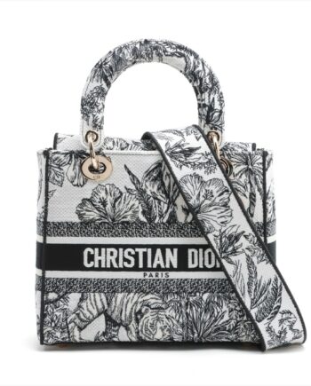 Christian Dior Lady Dee light canvas 2way handbag Black × White