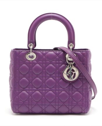 Christian Dior Lady Dior Cannage Leather 2way handbag Purple
