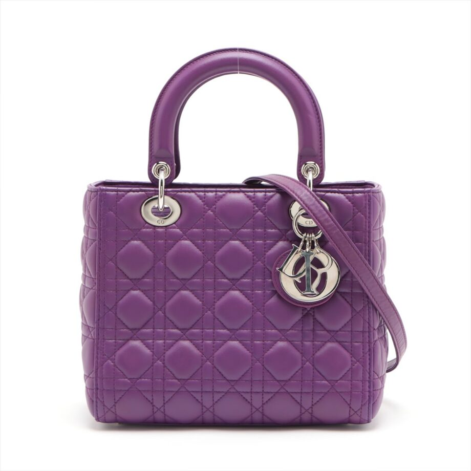 Christian Dior Lady Dior Cannage Leather 2way handbag Purple