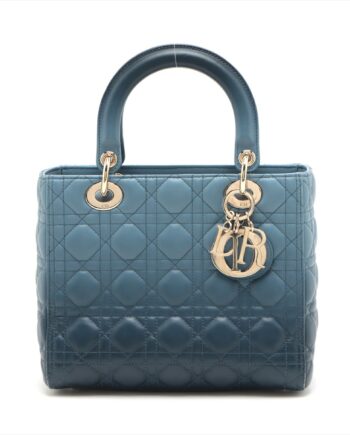 Christian Dior Lady Dior Cannage Leather Hand bag Blue