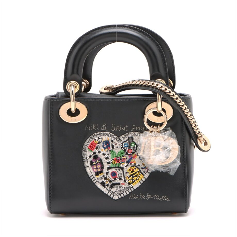Christian Dior Lady Dior Leather 2way handbag Black