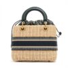 Christian Dior Lady Dior wicker Straw x canvas 2way handbag Beige open papers2