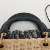 Christian Dior Lady Dior wicker Straw x canvas 2way handbag Beige open papers5