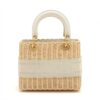 Christian Dior Lady Dior wicker Straw x canvas 2way handbag Beige2