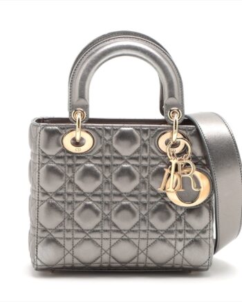 Christian Dior My Lady Dior Cannage Leather 2way handbag Metallic grey