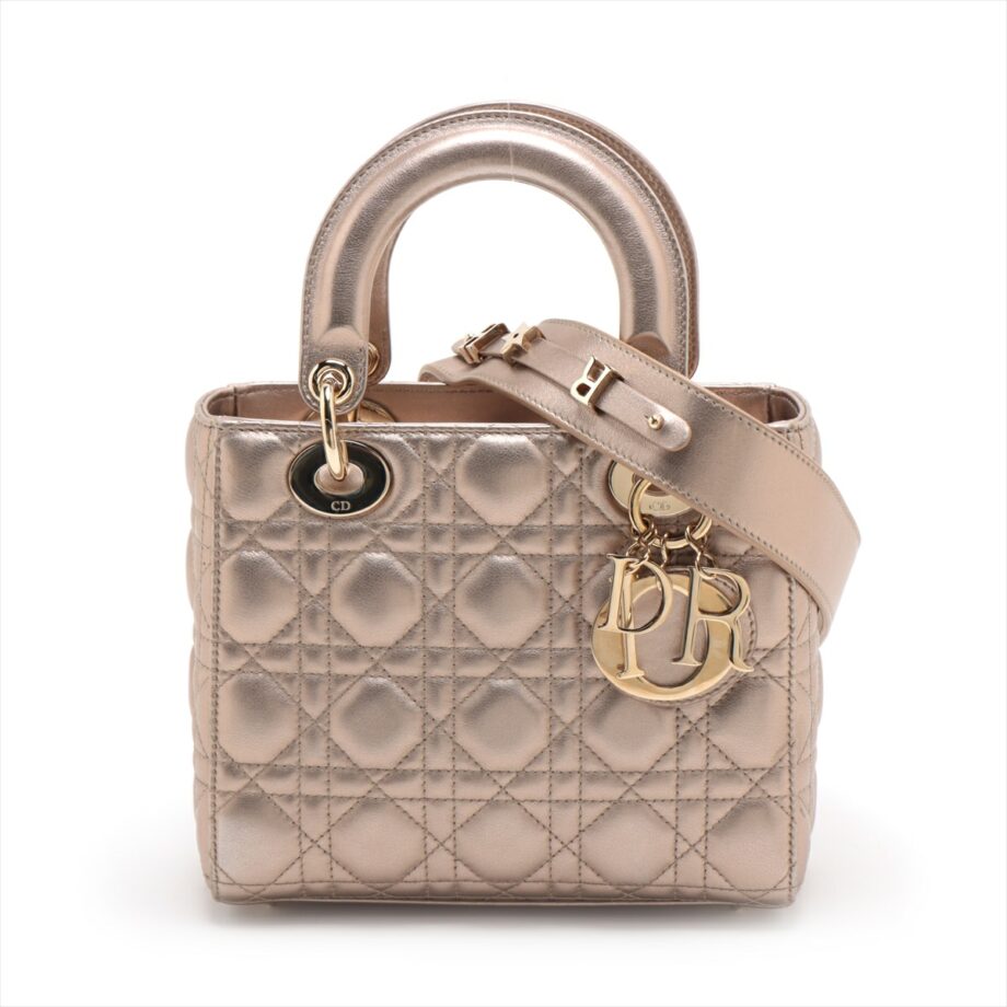 Christian Dior My Lady Dior Leather 2way handbag Gold