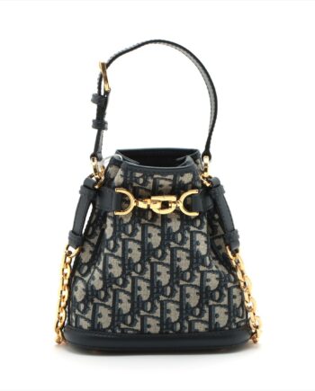 Christian Dior Oblique Canvas & leather 2way shoulder bag Navy blue