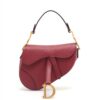 Christian Dior Saddle Bag Leather Hand bag Red
