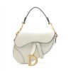 Christian Dior Saddle Bag Leather Hand bag White
