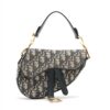 Christian Dior Trotter Saddle Bag Canvas & leather Hand bag Navy blue