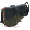 Dior x Sakai Saddle Bag Nylon & leather Shoulder bag Khaki x navy