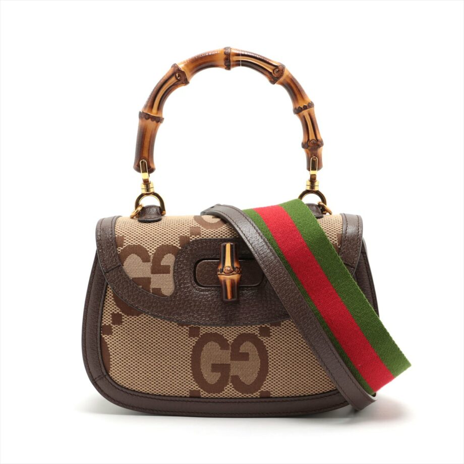 Gucci Bamboo 1947 small Canvas & leather 2way handbag Brown