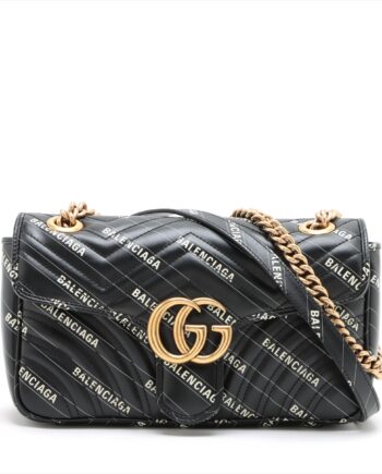 Gucci x Balenciaga GG Marmont Leather Chain shoulder bag Black