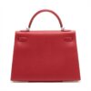 Hermes Kelly flag 32 Veau Epsom ROUGE KAZAK×WHITE Silver Metal fittings □Q20132