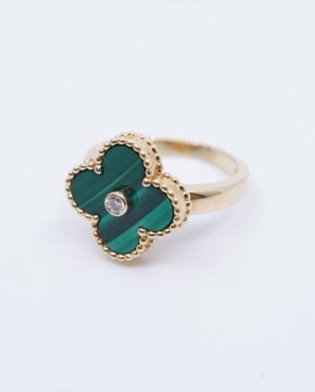 Van Cleef & Arpels Vintage Alhambra 1P diamond Malachite rings