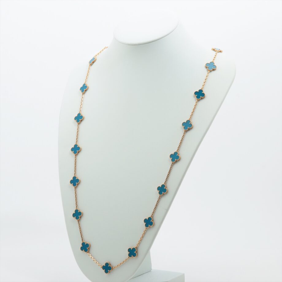 Van Cleef & Arpels Vintage Alhambra 20P Blue Agate Necklace