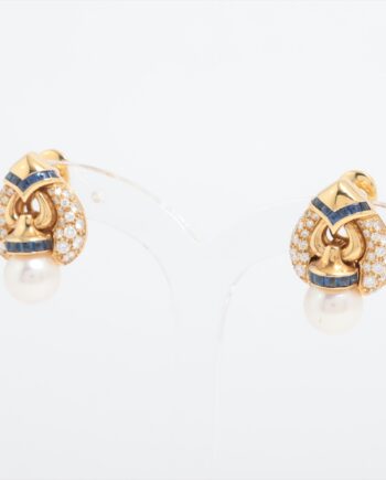 Bvlgari Pearl diamond Earings 750(YG) 19.8g Sapphire shikake