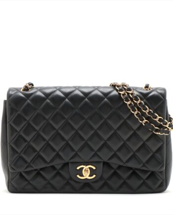Chanel Big Matelasse Lambskin Double flap Double chain bag Black