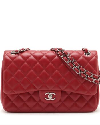 Chanel Big Matelasse Lambskin Double flap Double chain bag Red