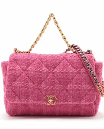 Chanel CHANEL 19 Tweed 2way handbag Chain shoulder Pink Gold