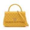 Chanel Coco Handle Caviarskin 2way shoulder bag Matelasse Yellow Gold