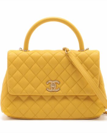 Chanel Coco Handle Caviarskin 2way shoulder bag Matelasse Yellow Gold