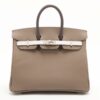 Hermes Birkin 25 Veau Epsom Étoupe x Grippard x Ébène Silver Metal fittings B 20231