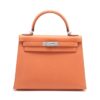 Hermes Kelly 28 Veau Epsom Orange Silver Metal fittings □P20121