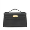 Hermes Pochette Kelly Swift Black Gold Metal fittings U 20221