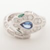 Bvlgari Serpenti diamond Sapphire rings 750(WG) 6.9g 51 Stone Scraped Emerald 3553392