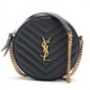 Saint Laurent Paris Chevron Vinyl Leather Chain shoulder bag Black 6104361