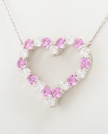 Tiffany Sentimental Heart Large diamond Pink sapphire Necklace