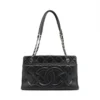 Chanel Coco Mark Caviarskin Chain tote bag Black Silver 1