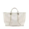 Chanel Deauville GM canvas Chain tote bag White Gold Metal fittings JAJ4387L2