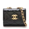 Chanel Matelasse Leather Chain shoulder bag Black Gold 1
