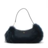 Fendi Auroc Fur × Leather Shoulder bag Navy blue 8BS06801
