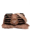 Fendi Kan I F buckets Fur x suede 2way shoulder bag Brown 8BR6001