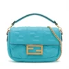 Fendi Mini Bucket ZUCCa Leather Chain shoulder bag Blue 8BS0171