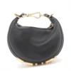Fendi Nano FENDIGRAPHY Leather Hand bag Black 7AS0892