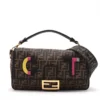 Fendi ZUCCa Mamma Baguette Canvas & Leather 2 Way Shoulder Bag Brown 8BR771 Slightly powdery1