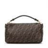 Fendi ZUCCa Mamma Baguette Canvas & Leather 2 Way Shoulder Bag Brown 8BR771 Slightly powdery2